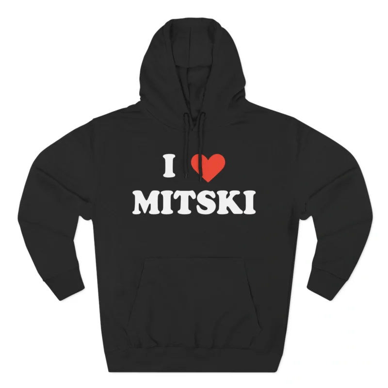 I Love Mitski Three-Panel Fleece Hoodie Black