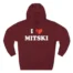I Love Mitski Three-Panel Fleece Hoodie Burgundy