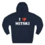 I Love Mitski Three-Panel Fleece Hoodie Navy