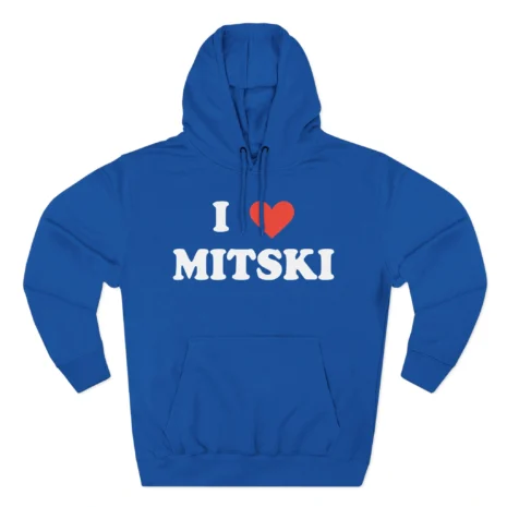 I Love Mitski Three-Panel Fleece Hoodie Royal Blue I Love Mitski Three-Panel Fleece Hoodie Royal Blue