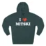 I Love Mitski Three-Panel Fleece Hoodie Sports Green