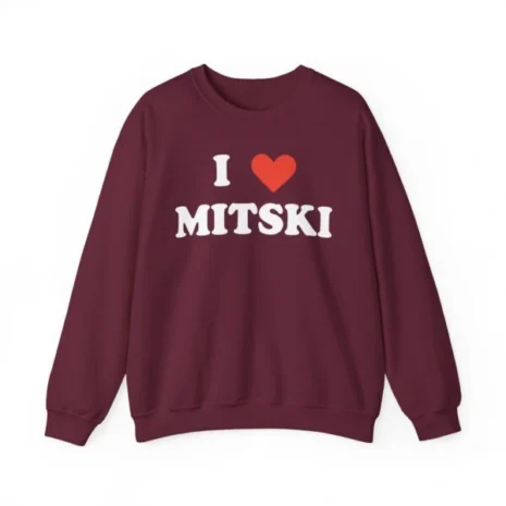 I Love Mitski Unisex Heavy Blend™ Crewneck Sweatshirt Maroon I Love Mitski Unisex Heavy Blend™ Crewneck Sweatshirt Maroon
