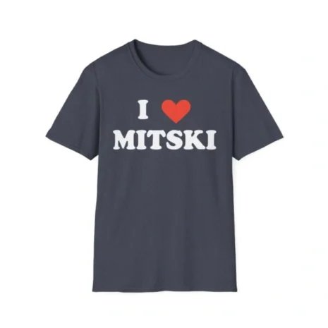 I Love Mitski Unisex Softstyle T-Shirt Heather Navy I Love Mitski Unisex Softstyle T-Shirt Heather Navy