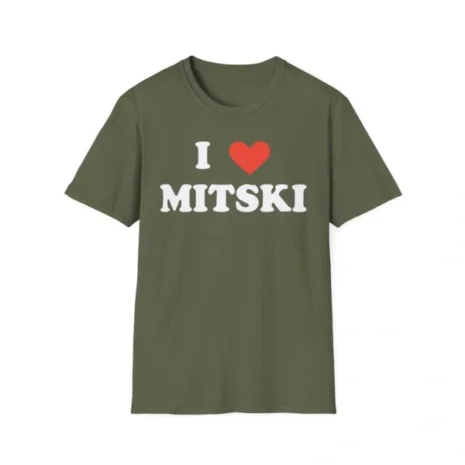 I Love Mitski Unisex Softstyle T-Shirt Military Green I Love Mitski Unisex Softstyle T-Shirt Military Green