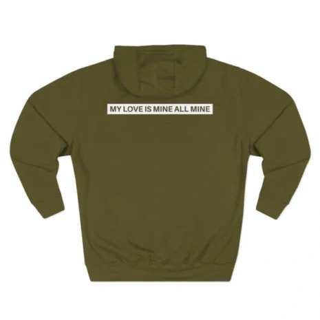 Mitski Chairs Three-Panel Fleece Hoodie Army Green Back Side Mitski Chairs Three-Panel Fleece Hoodie Army Green Back Side