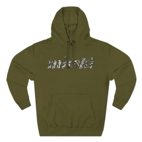 Mitski Flower Logo Three-Panel Fleece Hoodie Army Green Mitski Flower Logo Three-Panel Fleece Hoodie Army Green