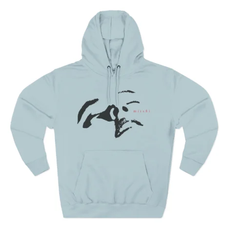 Mitski Flower Logo Three-Panel Fleece Hoodie Blue Mist Mitski Flower Logo Three-Panel Fleece Hoodie Blue Mist