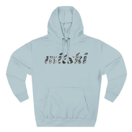 Mitski Flower Logo Three-Panel Fleece Hoodie Blue Mist Mitski Flower Logo Three-Panel Fleece Hoodie Blue Mist