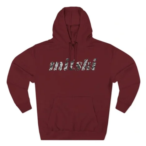 Mitski Flower Logo Three-Panel Fleece Hoodie Burgundy