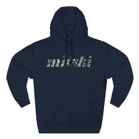 Mitski Flower Logo Three-Panel Fleece Hoodie Navy Mitski Flower Logo Three-Panel Fleece Hoodie Navy