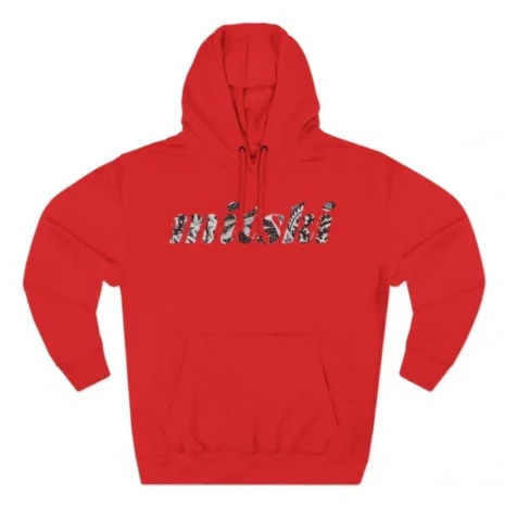 Mitski Flower Logo Three-Panel Fleece Hoodie Red Mitski Flower Logo Three-Panel Fleece Hoodie Red