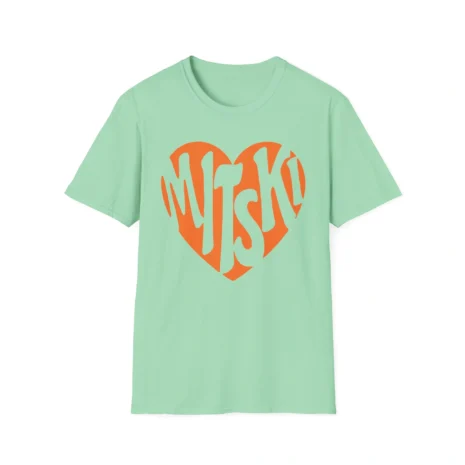 Mitski Heart Unisex Softstyle T-Shirt Mint Green Mitski Heart Unisex Softstyle T-Shirt Mint Green