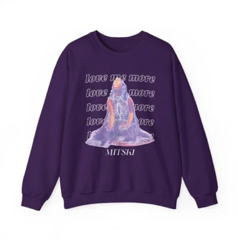 Mitski Love Me More Unisex Heavy Blend™ Crewneck Sweatshirt Purple Mitski Love Me More Unisex Heavy Blend™ Crewneck Sweatshirt Purple