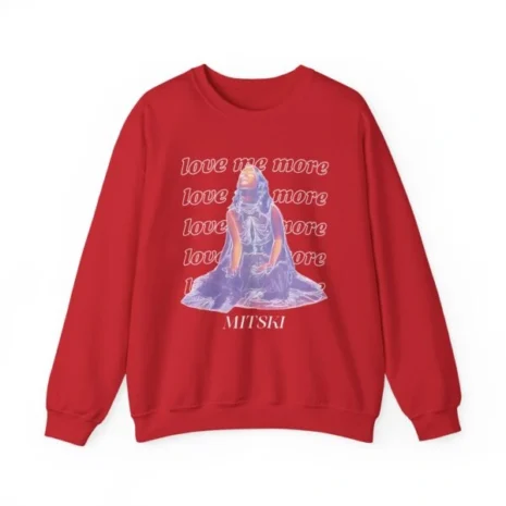 Mitski Love Me More Unisex Heavy Blend™ Crewneck Sweatshirt Red Mitski Love Me More Unisex Heavy Blend™ Crewneck Sweatshirt Red