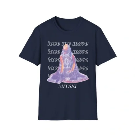 Mitski Love Me More Unisex Softstyle T-Shirt Navy Mitski Love Me More Unisex Softstyle T-Shirt Navy