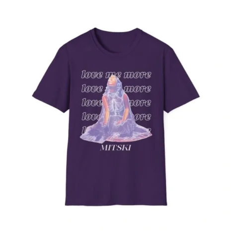 Mitski Love Me More Unisex Softstyle T-Shirt Purple Mitski Love Me More Unisex Softstyle T-Shirt Purple