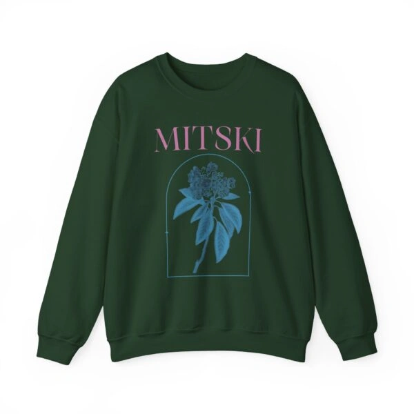 Mitski Mountain Laurel Raglan Unisex Heavy Blend™ Crewneck Sweatshirt Forest Green