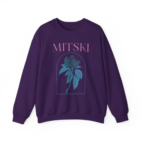 Mitski Mountain Laurel Raglan Unisex Heavy Blend™ Crewneck Sweatshirt Purple Mitski Mountain Laurel Raglan Unisex Heavy Blend™ Crewneck Sweatshirt Purple