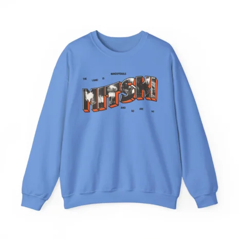 Mitski Postcard Unisex Heavy Blend™ Crewneck Sweatshirt Carolina Blue Mitski Postcard Unisex Heavy Blend™ Crewneck Sweatshirt Carolina Blue