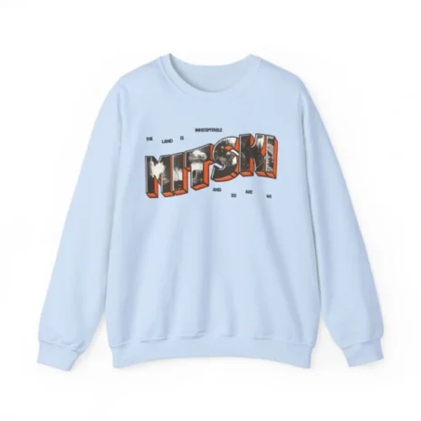 Mitski Postcard Unisex Heavy Blend™ Crewneck Sweatshirt Light Blue Mitski Postcard Unisex Heavy Blend™ Crewneck Sweatshirt Light Blue