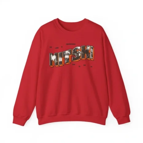 Mitski Postcard Unisex Heavy Blend™ Crewneck Sweatshirt Red Mitski Postcard Unisex Heavy Blend™ Crewneck Sweatshirt Red