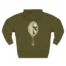 Mitski the Land Letterman Three-Panel Fleece Hoodie Army Green Back Side