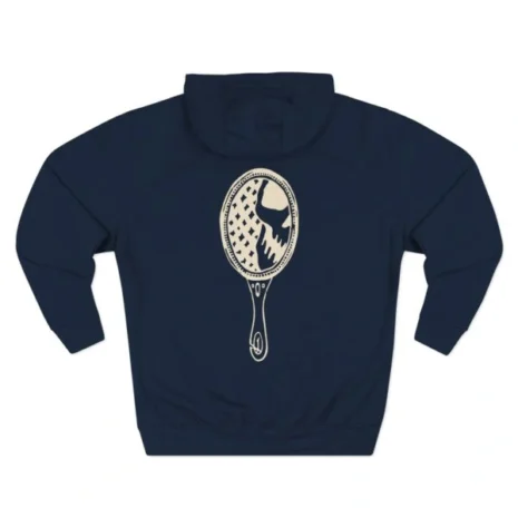 Mitski the Land Letterman Three-Panel Fleece Hoodie Navy Back Side Mitski the Land Letterman Three-Panel Fleece Hoodie Navy Back Side