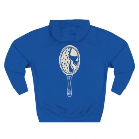 Mitski the Land Letterman Three-Panel Fleece Hoodie Royal Blue Back Side Mitski the Land Letterman Three-Panel Fleece Hoodie Royal Blue Back Side