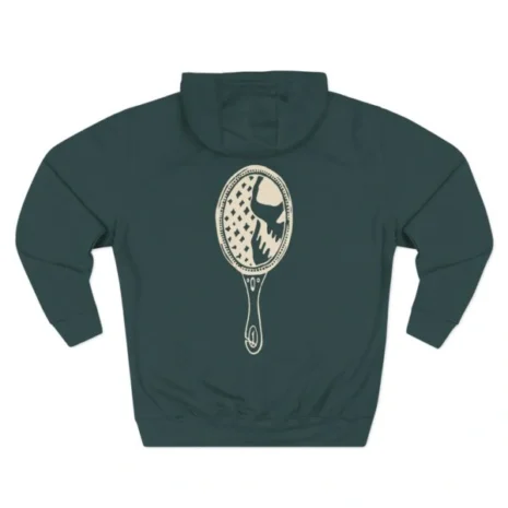 Mitski the Land Letterman Three-Panel Fleece Hoodie Sports Green Back Side Mitski the Land Letterman Three-Panel Fleece Hoodie Sports Green Back Side