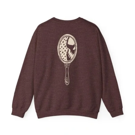 Mitski the Land Letterman Unisex Heavy Blend™ Crewneck Sweatshirt Heather Sport Dark Maroon Back Side Mitski the Land Letterman Unisex Heavy Blend™ Crewneck Sweatshirt Heather Sport Dark Maroon Back Side