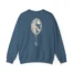 Mitski the Land Letterman Unisex Heavy Blend™ Crewneck Sweatshirt Indigo Blue Back Side