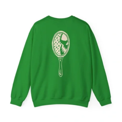 Mitski the Land Letterman Unisex Heavy Blend™ Crewneck Sweatshirt Irish Green Back Side Mitski the Land Letterman Unisex Heavy Blend™ Crewneck Sweatshirt Irish Green Back Side