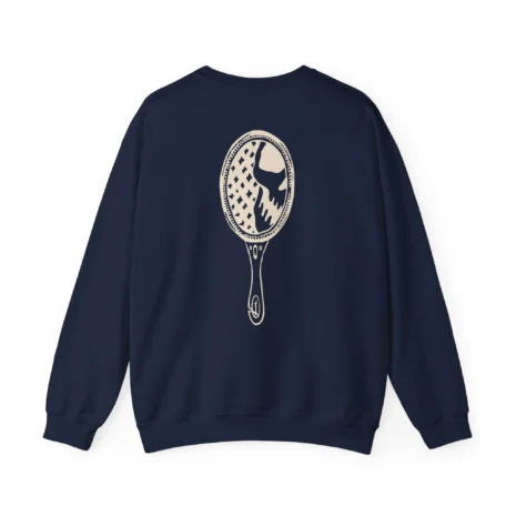 Mitski the Land Letterman Unisex Heavy Blend™ Crewneck Sweatshirt Navy Back Side Mitski the Land Letterman Unisex Heavy Blend™ Crewneck Sweatshirt Navy Back Side