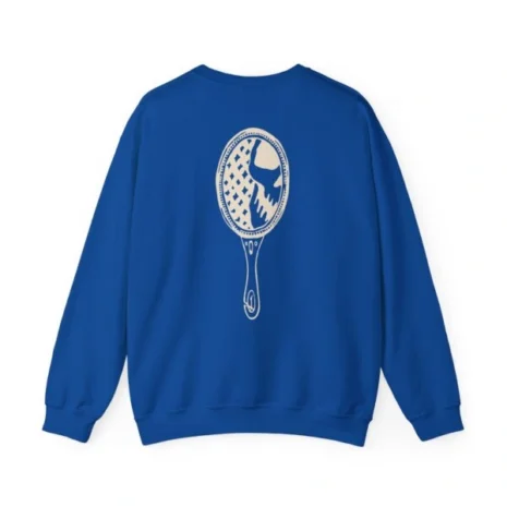 Mitski the Land Letterman Unisex Heavy Blend™ Crewneck Sweatshirt Royal Back Side Mitski the Land Letterman Unisex Heavy Blend™ Crewneck Sweatshirt Royal Back Side