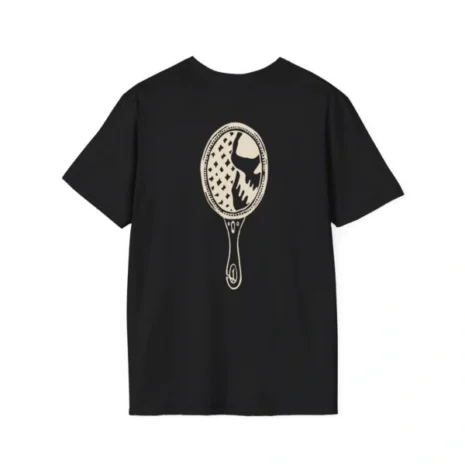 Mitski the Land Letterman Unisex Softstyle T-Shirt Black Back Side Mitski the Land Letterman Unisex Softstyle T-Shirt Black Back Side