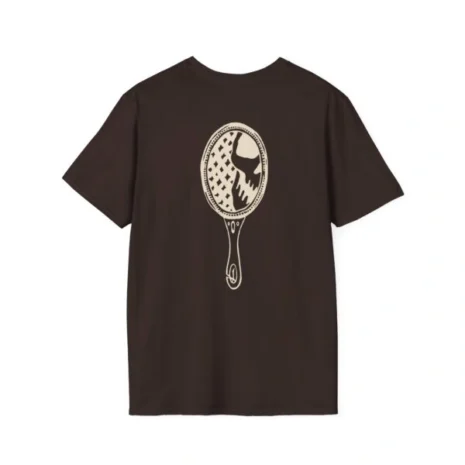 Mitski the Land Letterman Unisex Softstyle T-Shirt Dark Chocolate Back Side Mitski the Land Letterman Unisex Softstyle T-Shirt Dark Chocolate Back Side
