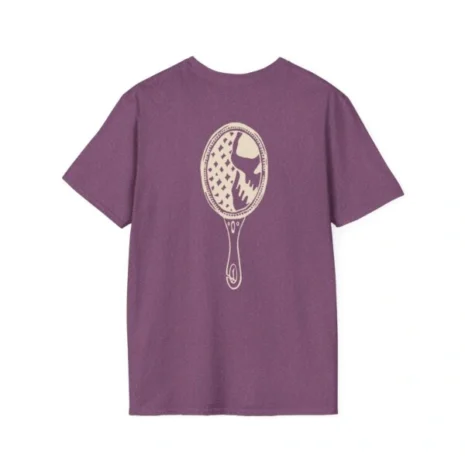 Mitski the Land Letterman Unisex Softstyle T-Shirt Heather Maroon Back Side Mitski the Land Letterman Unisex Softstyle T-Shirt Heather Maroon Back Side