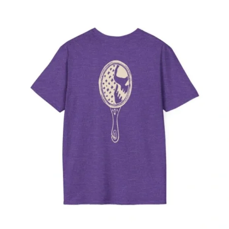 Mitski the Land Letterman Unisex Softstyle T-Shirt Heather Purple Back Side Mitski the Land Letterman Unisex Softstyle T-Shirt Heather Purple Back Side