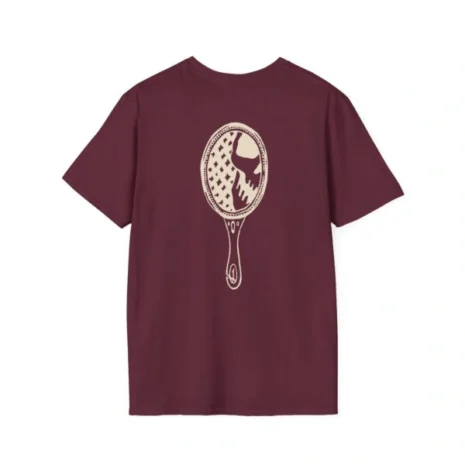 Mitski the Land Letterman Unisex Softstyle T-Shirt Maroon Back Side Mitski the Land Letterman Unisex Softstyle T-Shirt Maroon Back Side