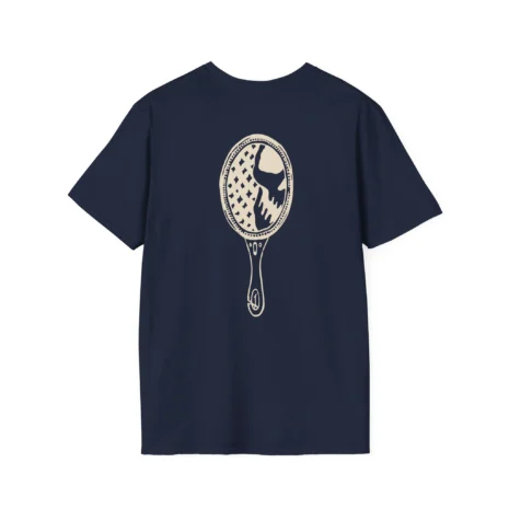 Mitski the Land Letterman Unisex Softstyle T-Shirt Navy Back Side Mitski the Land Letterman Unisex Softstyle T-Shirt Navy Back Side