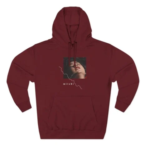 Secretly Store Mitski Three-Panel Fleece Hoodie Burgundy Secretly Store Mitski Three-Panel Fleece Hoodie Burgundy